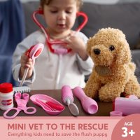 SYNCFUN Doctor Kit for Girls, 22 PCS Veterinarian Playset for Kids, Vet Kit with Dog Toy, Stethoscope, Storage Bag and Accessories, Pretend Role Play for Toddlers 3 4 5 6, Christmas and Birthday Gifts - Image 2