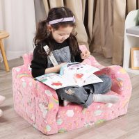 Unicorn Glow in The Dark Toddler Couch, 2-in-1 Toddler Soft Couch Fold Out with Star Pillow, Convertible Sofa to Lounger for Girls and Boys, 1-Seat - Image 2
