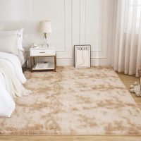 Litanika 4x6 Shag Area Rug for Living Room Bedroom, Tie-Dyed Beige High Pile Soft Plush Shaggy Furry Cream Bedside Playroom Dorm Carpet, Non-Slip, Non-Shedding Modern Indoor Floor Rug - Image 2