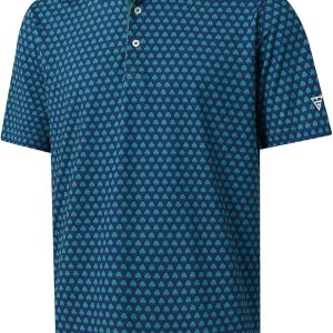 M MAELREG Mens Golf Shirt Short Sleeve Dry Fit Print Moisture Wicking Performance Patterns Collared Polo Shirt