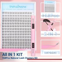 Natural Lash Extension Kit 168Pcs Lash Clusters Kit Wispy Eyelash Extensions 9-12MM Individual Lashes Extensions with Bond and Seal Lash Glue and Eyelash Extension Tweezers DIY at Home by TNFVLONEINS - Image 2