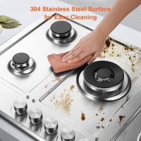 30 inch Gas Cooktop, Gas Stove Top with 5 High Efficiency Burners, Bulit-in Stainless Steel Gas Hob for Kitchen, NG/LPG Convertible Gas Stovetop, Thermocouple Protection - Image 5