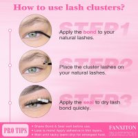 FANXITON DIY Lash Extension Kit Volume Lash Clusters 40D+50D D Curvature Individual Lashes Lash Clusters Kit Thick Eyelash Extension Kit 280 pcs Thin Band Cluster Lashes Lash Bond and Seal Tweezers - Image 6