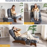 MAXYOYO Accent Chair with Ottoman Adjustable Backrest, Tufted Living Room Chair Upholstered Lounge Chair with Footrest Set, Modern Chair Cozy Reclining Chair for Reading Room, Dark Grey - Image 3