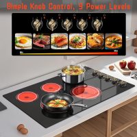 Electric Cooktop 36 Inch - 5 Burner Electric Stove Top with 8400W, 36 Inches Built-in Ceramic Stove with Two Dual Rings, Overheat Indicator, Knob Control, 220V - 240V Hard Wired (No Plug) - Image 3