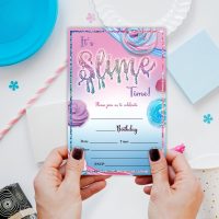 15 PCs Slime Time Birthday Invitation With 15 Matching White Envelopes For Boy Girl, Birthday Party Favors Decorations Supplies-OL-A38 - Image 4
