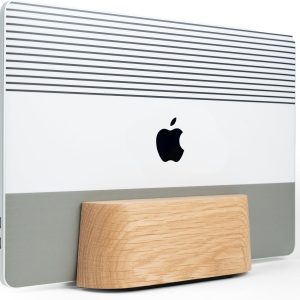 Adjustable Vertical Laptop Stand for Desk, Wooden Laptop Holder, MacBook Pro Stand, Wood Mac Air Dock (Solid Oak)