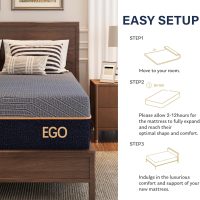 EGOHOME 12 Inch Queen Mattress, Copper Gel Cooling Memory Foam for Back Pain Relief, Therapeutic Bed in a Box, Foam Made in USA, CertiPUR-US Certified, 60x80x12 Black - Image 6