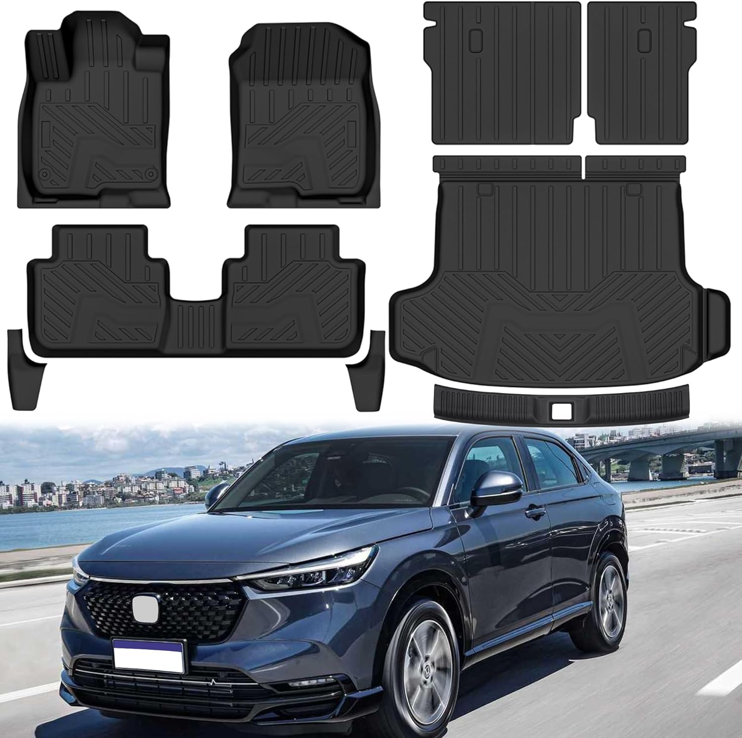 Floor Mats for 2023 2024 2025 2026 Honda HR-V (Include Hybrid),2 Rows Floor Mats & Backrest mats & Trunk mat for Honda HR-V Accessories,Full Set