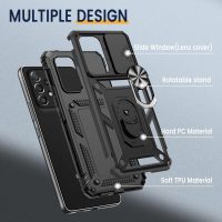 Goton Compatible with Samsung Galaxy A53 5G Case with Camera Cover & Kickstand Ring with Tempered Glass Screen Protector, Military Grade Shockproof Protective Bumper Cover Black - Image 3
