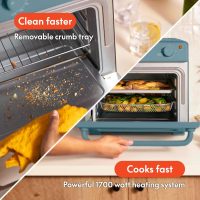 bella Air Fry Toaster Oven, 7 Preset Cooking Options, Dishwasher-Safe EverGood Coated Trays Included, 60-Minute Auto Shutoff w Audible Timer, Power Indicator Light, 1700 Watt, Surf - Image 4