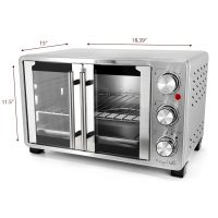 MegaChef 26.4 Quart French Door Multi-Function Stainless Steel Electric Toaster Oven with Temperature & Timer Control and Broil, Bake & Toast Functions - Image 4