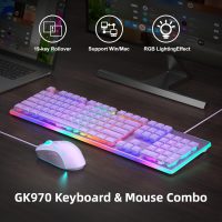 Camiysn Creamy Gaming Keyboard and Mouse, Purple 104 Keys RGB and 6 Speed RGB Mouse Combo, Pudding Keycaps Silent Computer Keyboard for Computer/PC/Laptop/Mac/Windows/Office - Image 3