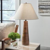 Signature Design by Ashley Danset Contemporary Wood Table Lamp with 3-Way Switch, Light Brown - Image 2