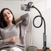 Lamicall Gooseneck Phone Holder for Bed - Cell Phone Mount Clamp Clip, Flexible Long Arm, Overhead Mount for Desk Headboard Bedside, for iPhone 16 Pro Max, 15 Pro Max, 14 Plus, 13 Mini & 4-7" Phone - Image 3