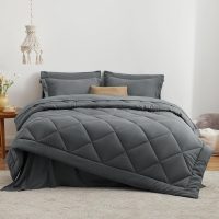 Love's cabin Full Comforter Set Dark Grey, 7 Pieces Full Bed in a Bag, All Season Bedding Sets with 1 Comforter, 1 Flat Sheet, 1 Fitted Sheet, 2 Pillowcase and 2 Pillow Sham - Image 2