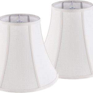Creme White Bell Lamp Shades Set of 2 Medium Shade 6.7``Top x 13``Bottom x 10``High(Spider) Traditional Lampshade for Table & Bedside Lamp - Replacement Lampshades By JERHOUS