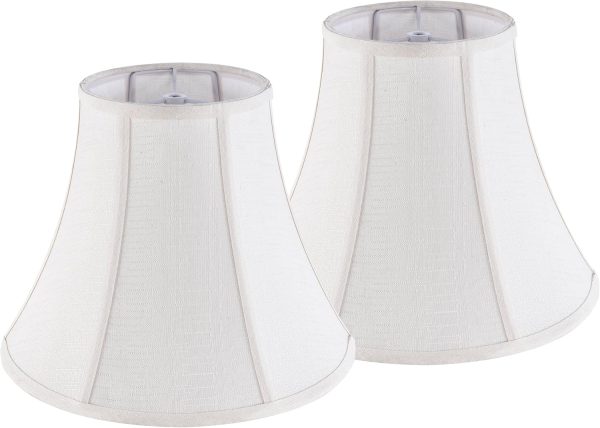 Creme White Bell Lamp Shades Set of 2 Medium Shade 6.7``Top x 13``Bottom x 10``High(Spider) Traditional Lampshade for Table & Bedside Lamp - Replacement Lampshades By JERHOUS