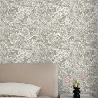 CiCiwind Peel and Stick Wallpaper Floral Wall Paper Removable Self Adhesive Vintage Contact Paper Cream and White Tropical Leaf Bedroom Bathroom Kitchen Decoral Papel Tapiz para Pared 17.3"×78.7" - Image 5