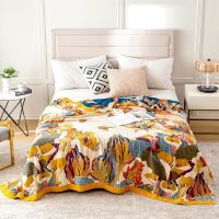 MSGKV Boho Throw Blanket 60''x80'',100% Cotton Blankets for Couch Bed,Cotton Quilt Travel Muslin Blankets Farmhouse Home Decor Soft Lightweight Picnic Blanket - Image 2