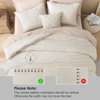 Litanika King Size Comforter Set Beige, 3 Pieces Cream Tufted Boho Farmhouse Bedding Comforter Sets, Lightweight Fluffy Comforter Bed Set for All Season (104x90In Comforter and 2 Pillowcases) - Image 4