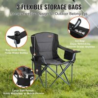 VEVOR Camping Folding Chair, Portable Heavy Duty Outdoor Quad Lumbar Back Padded with Side Pockets, Cup Holder and Cooler Bag for Beach, Lawn, Picnic, Fishing, Backpacking, Black - Image 8