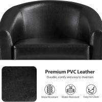 Yaheetech Barrel Chairs Set of 2, Faux Leather Club Armchairs, PU Leather Accent Chairs with Soft Padded Seat for Living Room Bedroom Waiting Reading Room, Black - Image 5