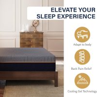 EGOHOME 12 Inch Queen Mattress, Copper Gel Cooling Memory Foam for Back Pain Relief, Therapeutic Bed in a Box, Foam Made in USA, CertiPUR-US Certified, 60x80x12 Black - Image 5