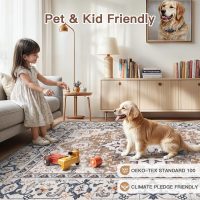 Lofus 5x7 Area Rugs for Living Room, Washable Area Rug, Rugs for Bedroom, Kitchen, Vintage Boho Carpet, Soft Non-Slip, Low Pile Large Area Rug for Office Dining Room, Floral Brown - Image 5