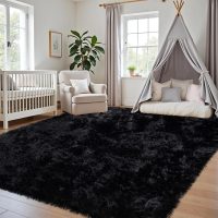 8x10 Area Rug for Living Room:Ultra Soft Fluffy Shag Black Rugs,Large Fuzzy Plush Indoor Non Slip Carpet Washable Rug for Bedroom Kids Nursery Office Dorm Modern Decor(Black) - Image 9