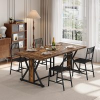 HOOBRO Kitchen Chairs Set of 2, Wooden Dining Room Chairs with Metal Frame, Dining Chairs with Back, Easy to Assemble, Farmhouse Dining Chairs for Kitchen, Living Room, Black BB39CD01 - Image 2