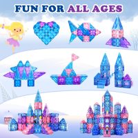Magnetic Tiles 102pcs with 2 Stairs 2 Dolls Princess Castle Building Girls Toys Age 4-5 6-8 Magnetic Blocks Birthday Xmas Gifts for Girls Toys for 3 4 5 6 7 8+ Year Old - Image 5