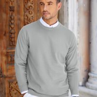 COOFANDY Mens Crew Neck Sweaters Long Sleeve Lightweight Knit Dress Pullover Sweaters - Image 2