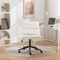 Roundhill Bizerte Adjustable Swivel Criss Cross Chair, Wide Seat Office Chair Vanity Chair, White - Image 3