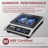 ChangBERT Portable Induction Cooktop, NSF Certified Pro Induction Hot Plate, Powerful 1800W with Large 8" Heating Coil, Premium Stainless Steel, 18 Temp Settings Commercial Grade Countertop Burner - Image 4