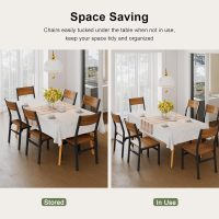 Feonase Dining Chairs Set of 6, Modern Kitchen Chairs with Ergonomic Backrest, MDF Board and Metal Legs, Dinner Chairs for Dining Room, Kitchen and Living Room, Walnut - Image 8