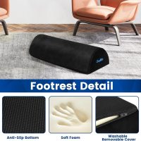 Foot Rest for Under Desk at Work,Office Desk Accessories with Soft Foam and Washable Removable Cover, Foot Stool for Office, Car, Home to Foot Support and Relax Ankles, Black - Image 3