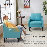 VINGLI Accent Chairs for Living Room Mid Century Modern Chair Sofa Chair Upholstered Arm Chair with Scooped Arms for Bedroom, Apartment, Office, Studio, Waiting Room, Play Room - Image 4