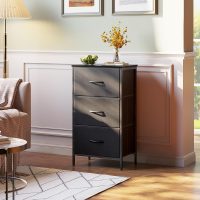 AODK Dresser for Bedroom Nightstand Small Dressers Chest of Drawers End Table for Living Room, Closet Dresser with 3 Storage Drawers Organizer Clothes, Black - Image 5