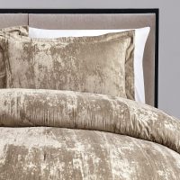 Fredsure Crinkle Velvet Comforter Set, 3 Pieces Khaki Queen, Crinkle Velvet Face and Brushed Microfiber Reverse - Image 4