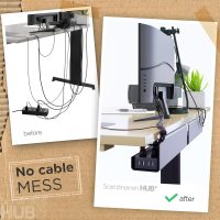 No-Screw Under Desk Cable Management Tray - Self-Adhesive Installation, Cord Management, Cable Tray, Under Desk Wire Organizer - Black Set of 2 - Image 2