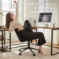 Dowinx Criss Cross Chair with Wheels, Preminum Fabric and Pocket Spring Cushion, Adjustable Swivel Wide Seat Computer Chair, Morden Design Vanity Chair Black - Image 6