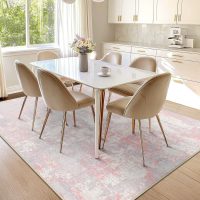 Washable Area Rugs 5'x7' Non-Slip Modern Abstract Soft for Living Room Entryway Bedroom Nursery, Print Pattern, Grey Pink - Image 9