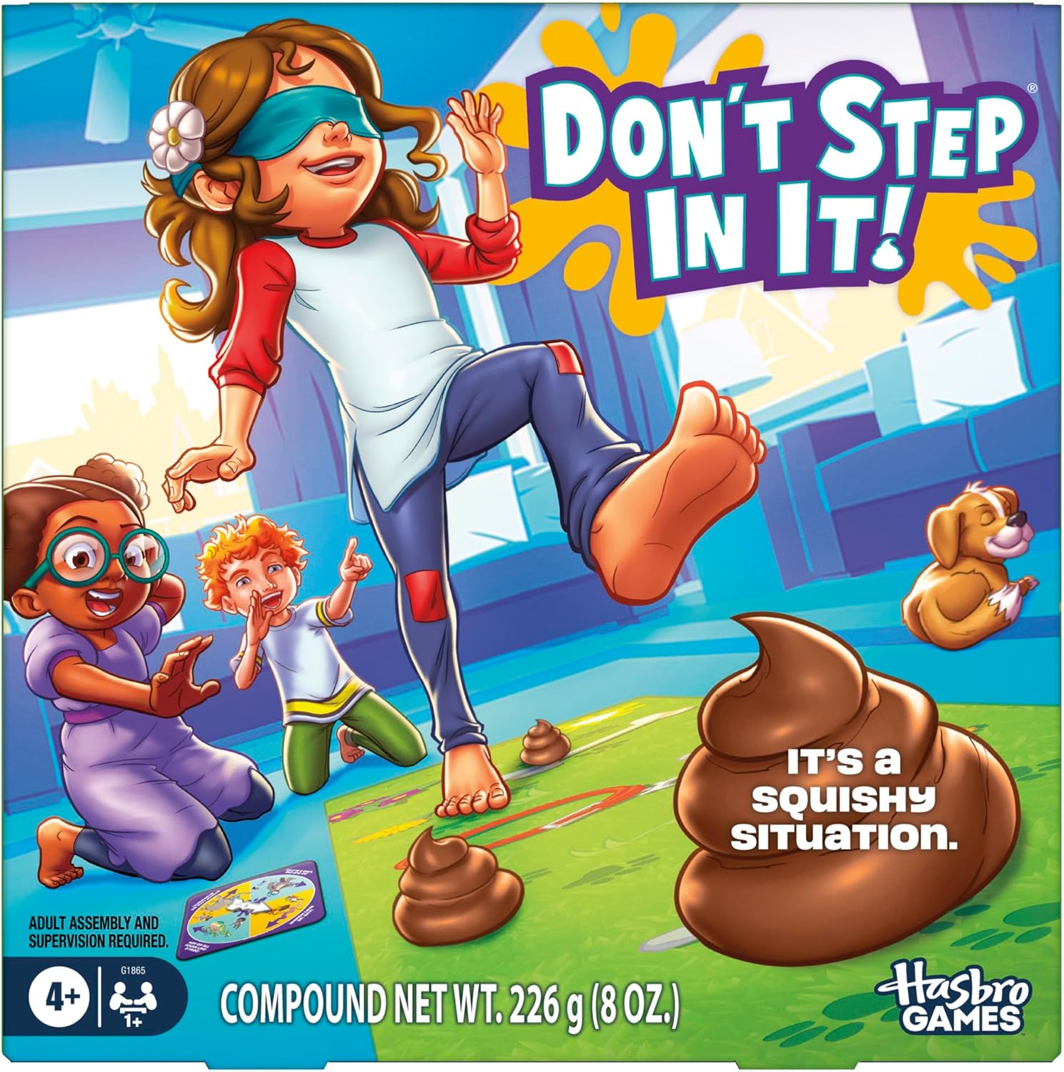 Don’t Step in It! Preschool Game I Blindfolded, Poop Party Game | Spinner with 8 Fun Animal Moves | Ages 4+| 1+ Players I Funny Kids Board Games