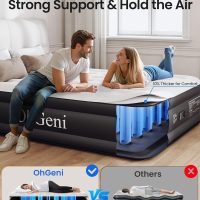 OhGeni Air Mattress Queen with Built in Pump, Inflatable Blow Up Mattress 18 Raised Comfort,Upgraded Surface Portable Mattress, Air Bed for Camping, Home and Guest, Colchone Inflable, 650 lbs Max - Image 4