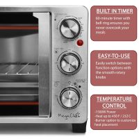 MegaChef 26.4 Quart French Door Multi-Function Stainless Steel Electric Toaster Oven with Temperature & Timer Control and Broil, Bake & Toast Functions - Image 6