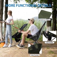 SHALLWE Camping Chairs, All Aluminum Frame Portable Folding Camp Chair for Adults, Heavy Duty High Back Collapsible with Built-in Pillow, Side Pocket, Carry Bag for Backpacking, Hiking, Beach - Image 5