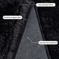 Black Rug for Bedroom, Soft Shaggy Modern Shag 4x6 Area Rugs for Living Room, Upgrade Non-Slip Plush Fluffy Carpet for Kids Boys Girls Room Dorm Home Decor Aesthetic - Image 5