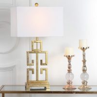 SAFAVIEH Lighting Collection Greek Key Farmhouse Glam Antique Gold 29-inch Bedroom Living Room Home Office Desk Nightstand Table Lamp Set of 2 (LED Bulbs Included) - Image 3