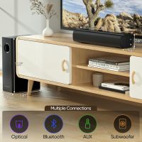 Sound Bars for Smart TV with Wired Subwoofer, 2.1 Deep Bass Small Soundbar Home Theater Surround System Speaker with 4 Inch Subwoofer, Bluetooth/Optical/AUX Connection, Compact Soundbar for TV - Image 4